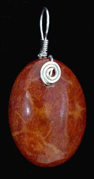 Indonesian Red coral pendant wire wrap